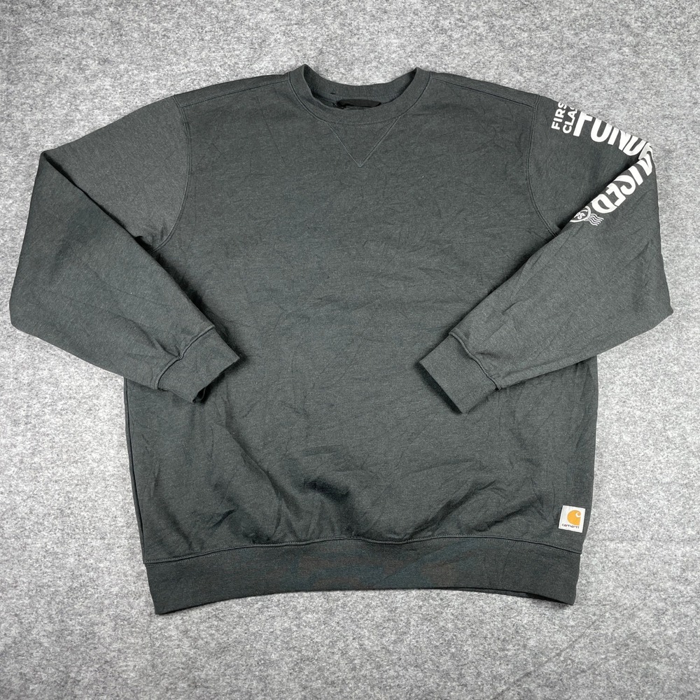 Carhartt Sweatshirt Mens XL Grey Loose Fit TS0124-M First Class Fundraiser K124